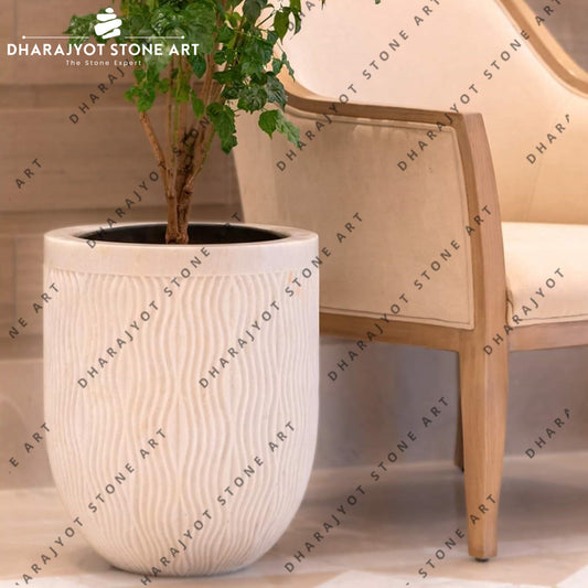 Antique Pink Sandstone Round Home Decoration Planter Pot