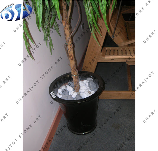 Nursery Black Stone Tall Flower Pot & Planter