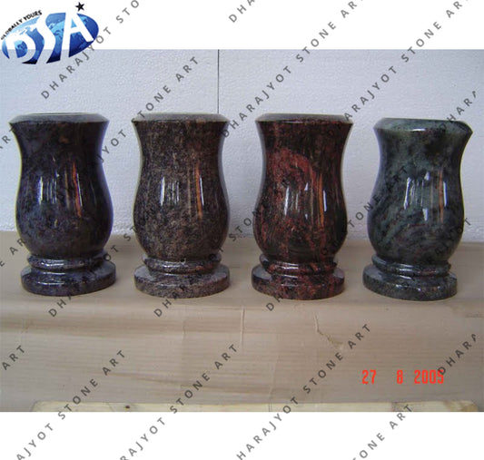 Custom Design Black Granite Flower Vase