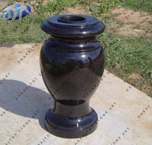 Classic Black Granite Stone Garden Vase