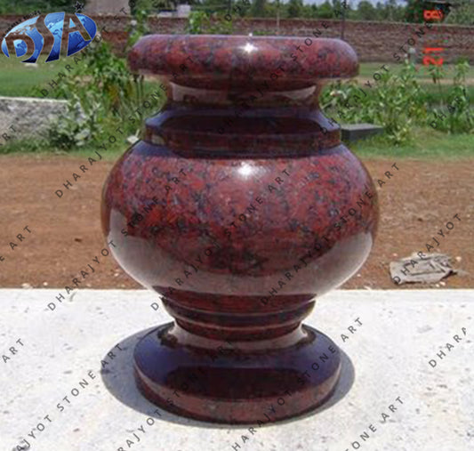 Red Polished Granite Flower Pot And Planter