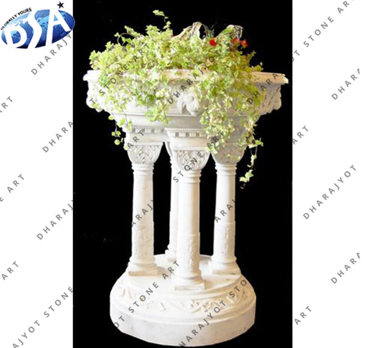 Classic Small Size White Marble Flower Pot