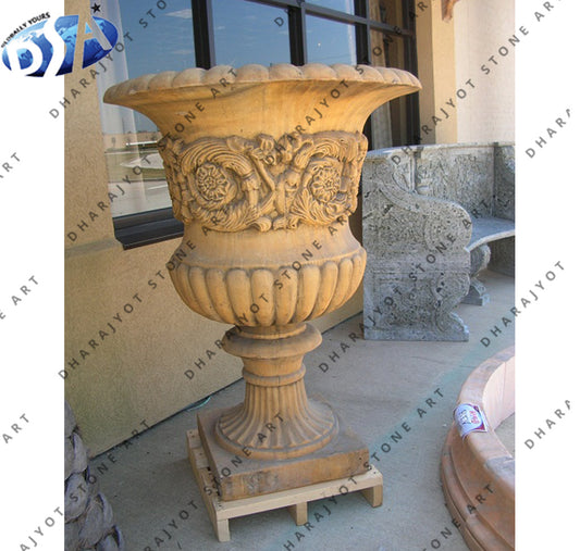 Hand Carving Outdoor Garden Natural Marble Flower