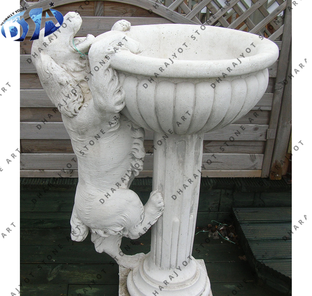 Vintage Garden Marble Stone Lion Statue Flower Pot