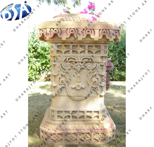 Hand Carving Outdoor Marble Stone Flower Pot & Planter