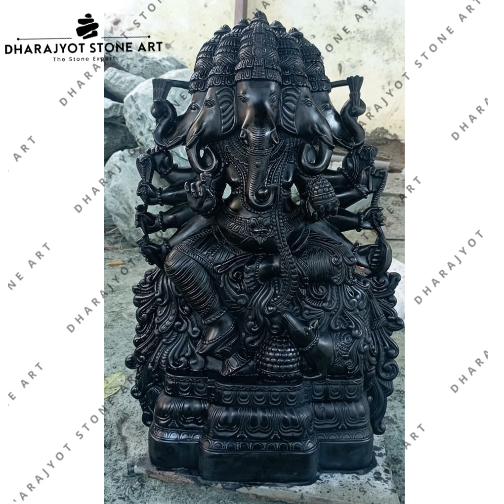 Black Granite Hand Carved Ganesh Statues