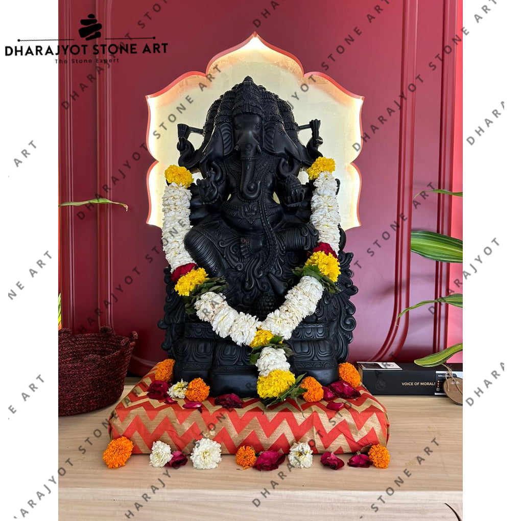 Black Granite Hand Carved Ganesh Statues