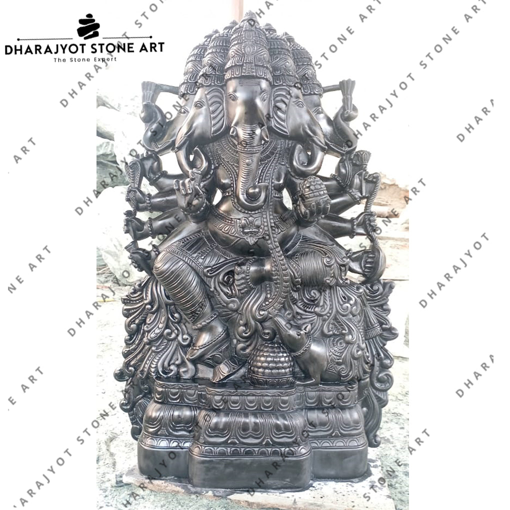 Black Granite Hand Carved Ganesh Statues
