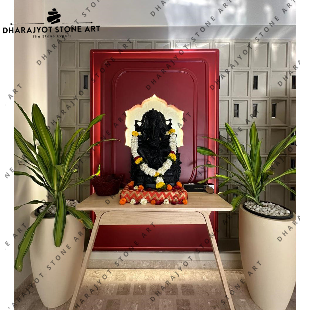 Black Granite Hand Carved Ganesh Statues
