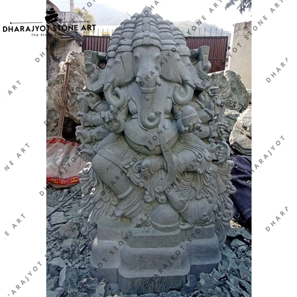 Black Granite Hand Carved Ganesh Statues