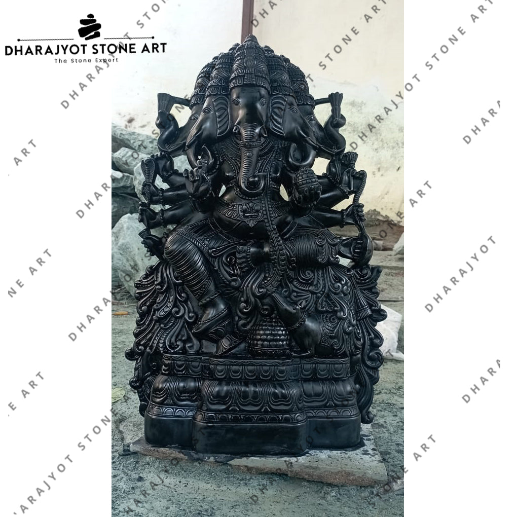 Black Granite Hand Carved Ganesh Statues