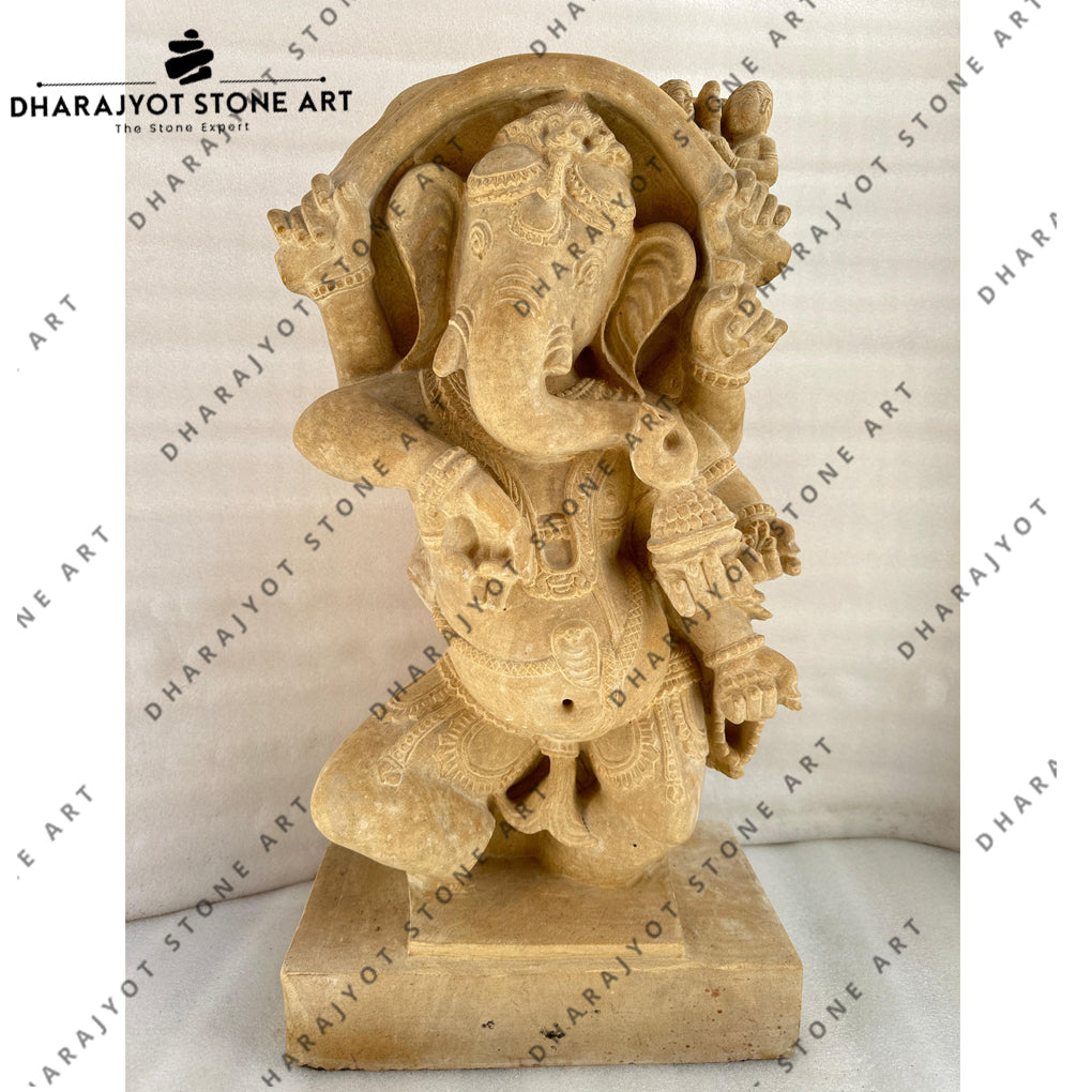 Traditional Handcrafted Stone Spiritual Elegant Ganesha Idol
