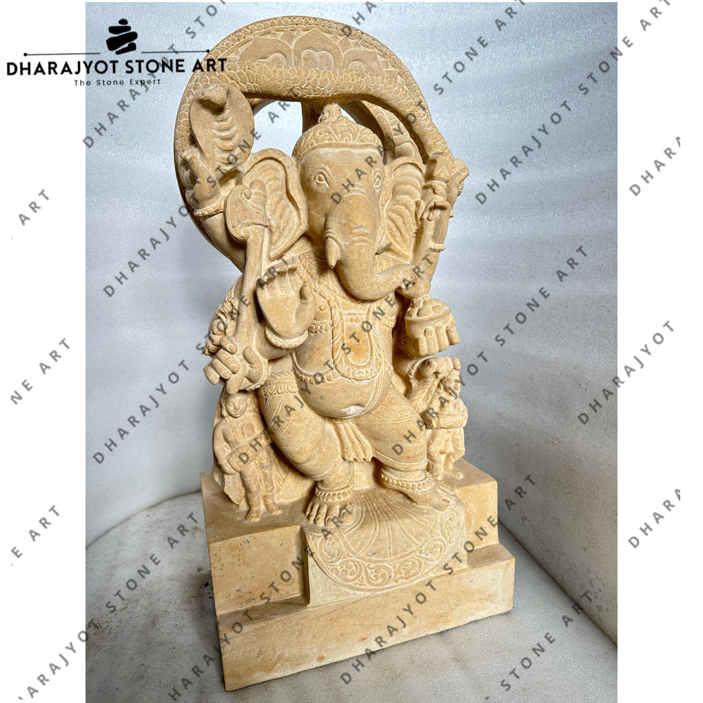 Handcrafted Artistic Carving Sandstone Ganesh Statue