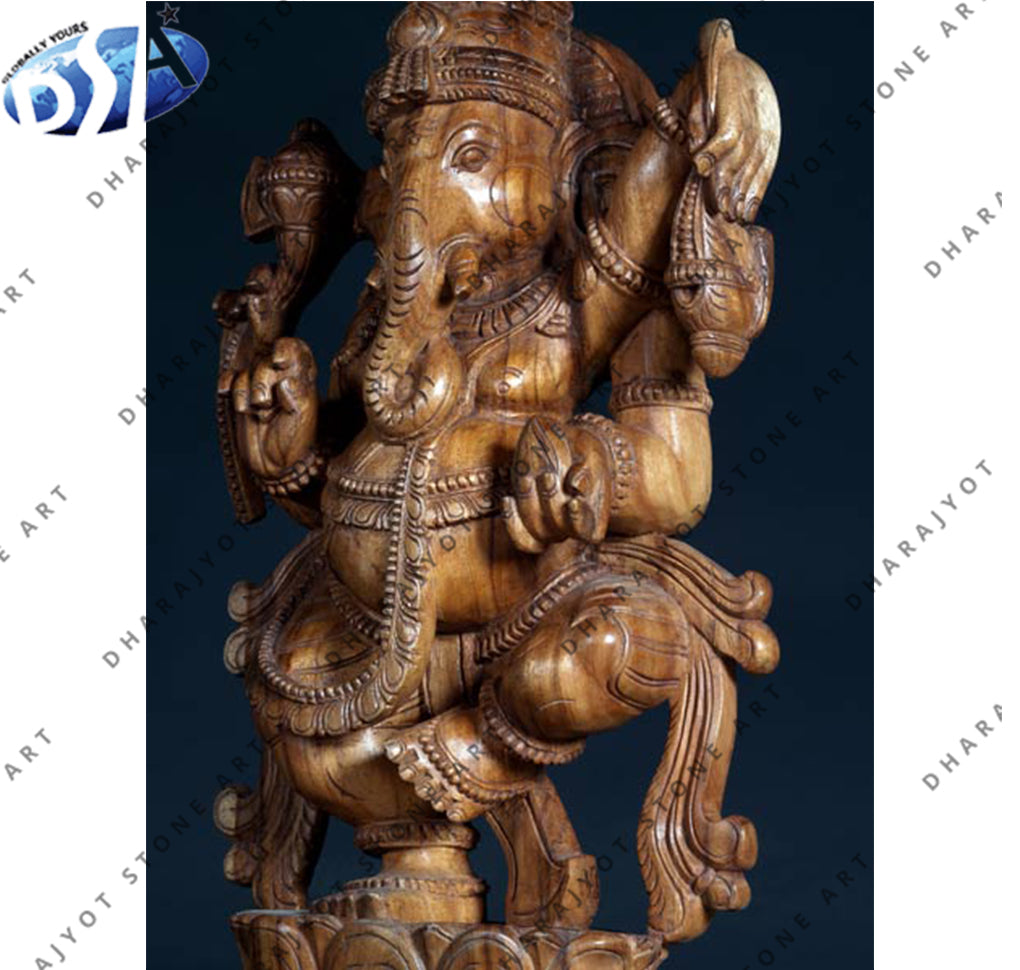 Brown Colour Marble Standing Ganesh Statue