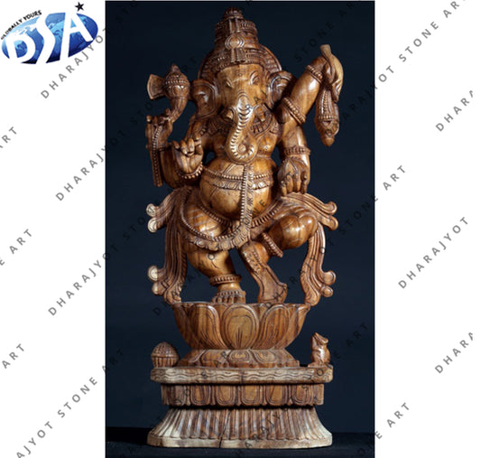 Brown Colour Marble Standing Ganesh Statue