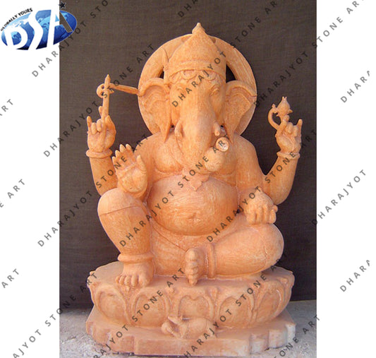 Red Marble Ganesh Statue