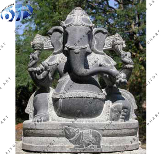 Black Marble Stone Big Ganesh Statue