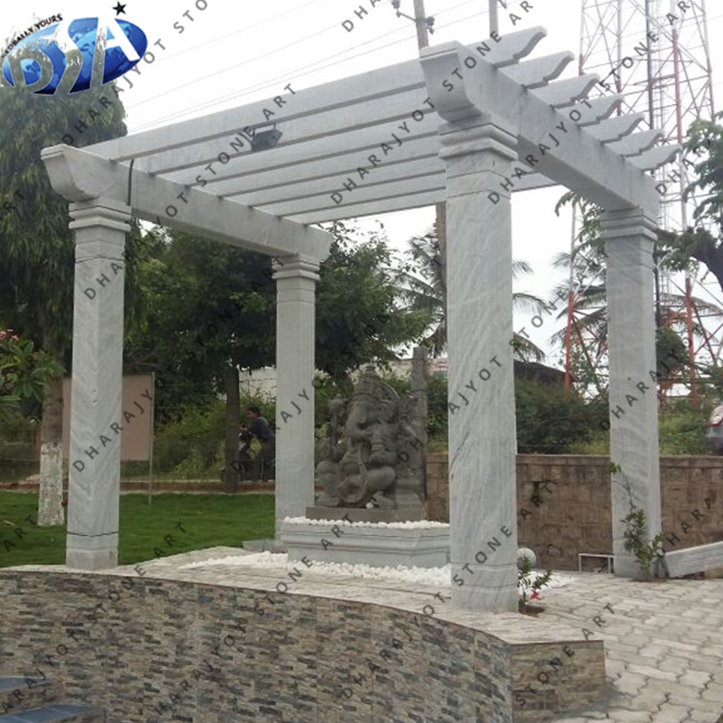 Outdoor Natural Marble Pillar Gazebo