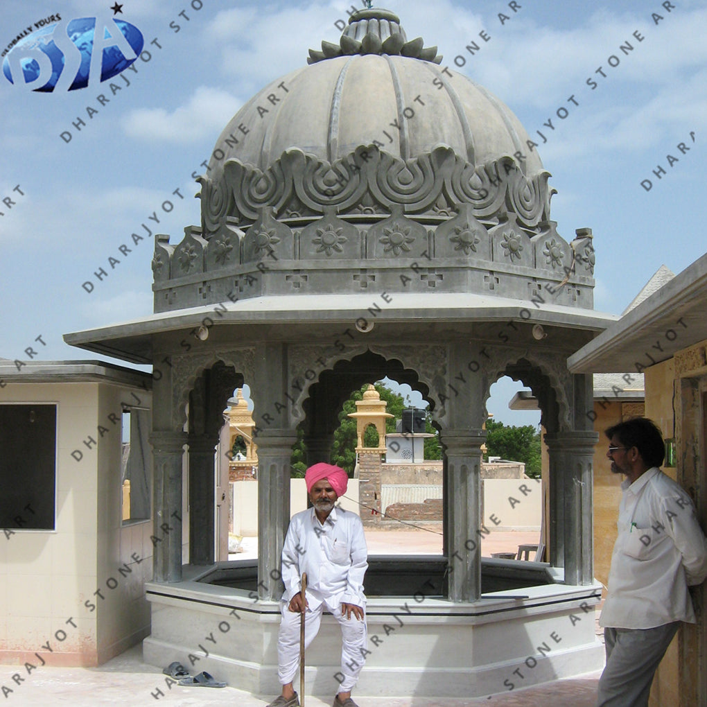 Antique Grey Marble Round Gazebo