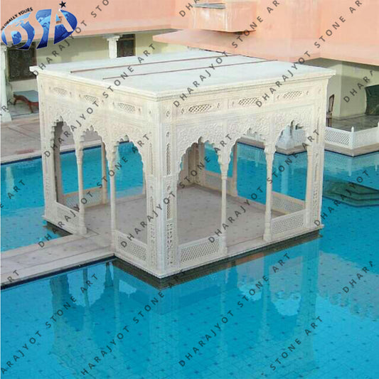 Antique White Marble Square Gazebo
