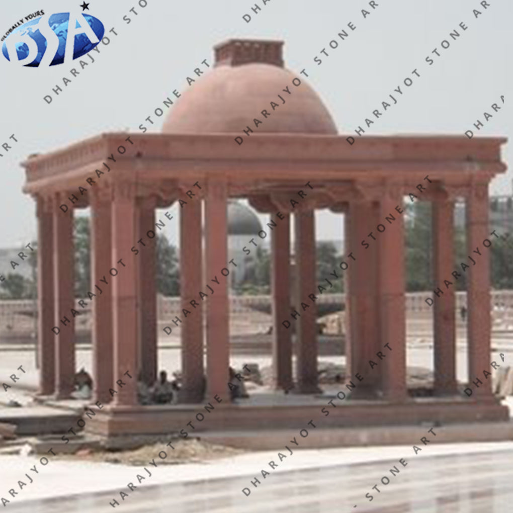 Red Sandstone Luxury Decorative Stone Design Gazebo