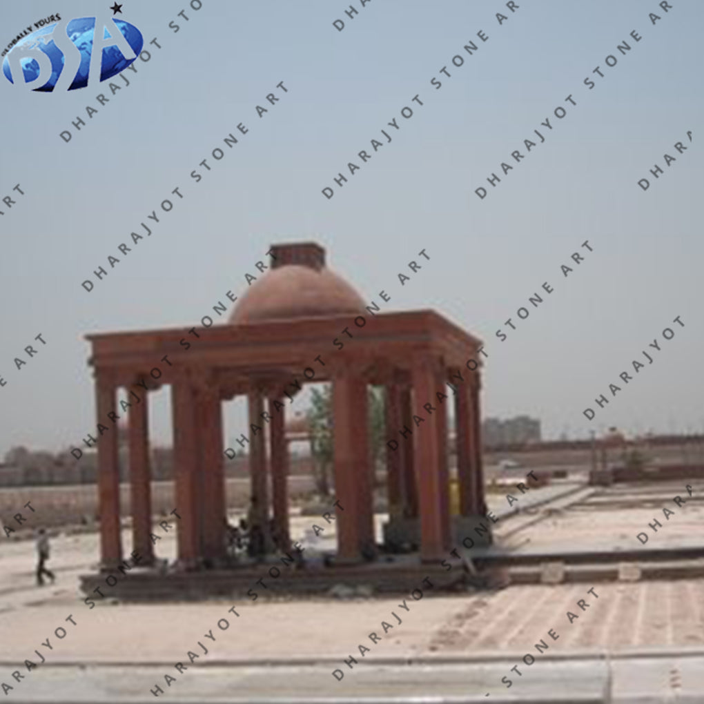 Red Sandstone Luxury Decorative Stone Design Gazebo