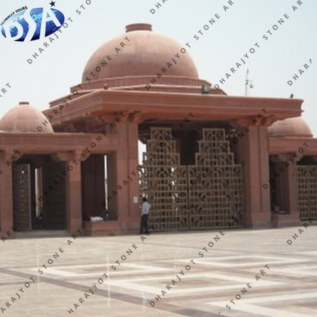 Red Sandstone Luxury Decorative Stone Design Gazebo