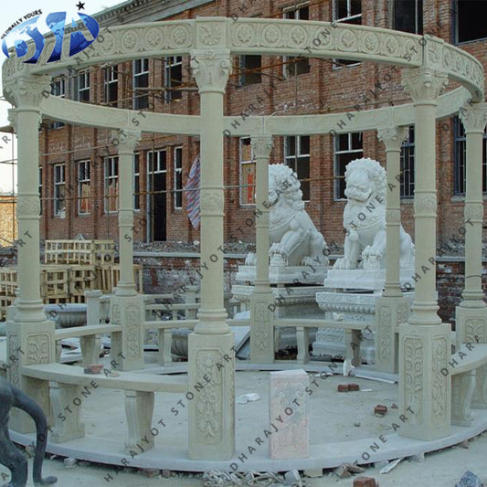 Wedding Decoration And Lion Statue Marble Stone Gazebo