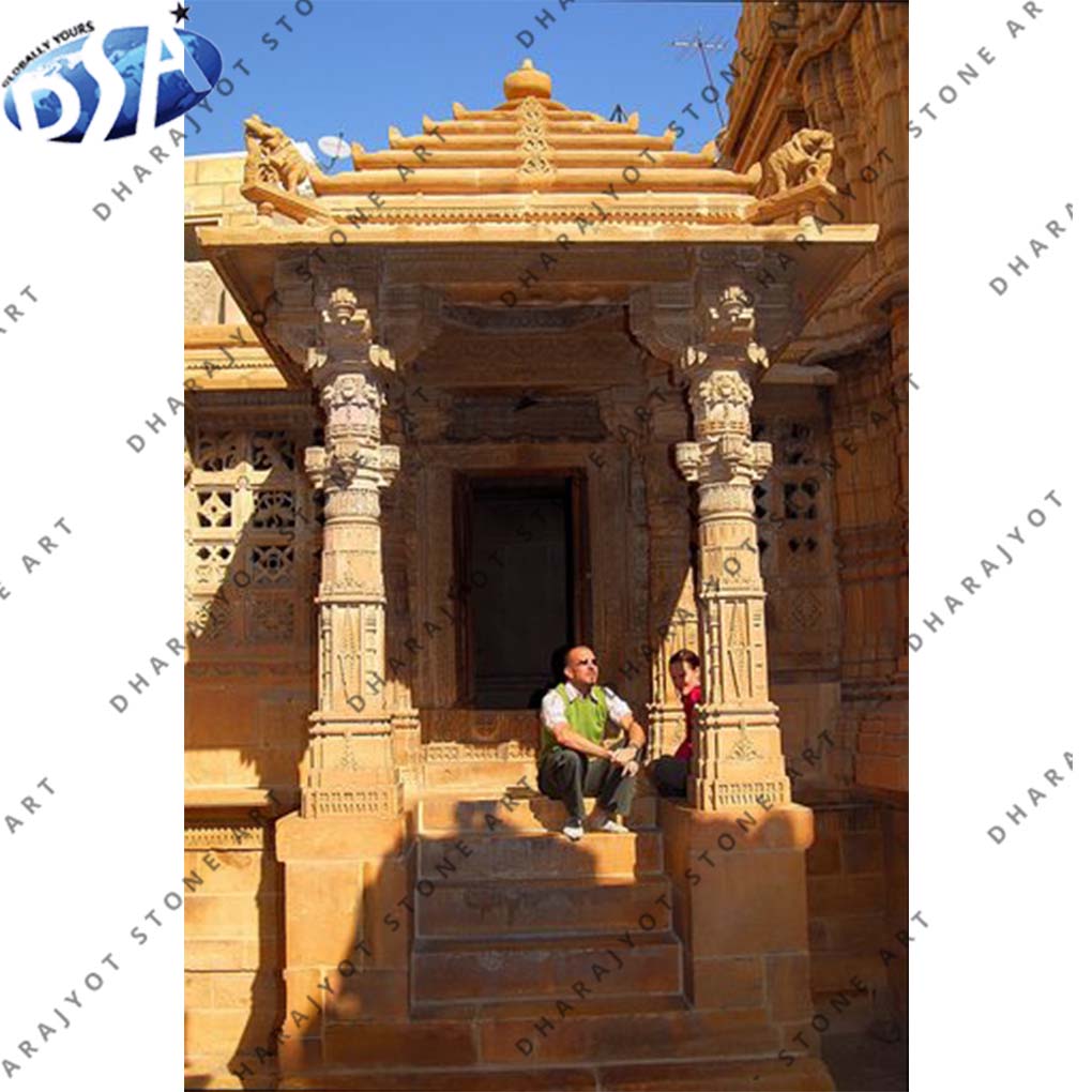 Yellow Hand Carved Customized Large Marble Gazebo