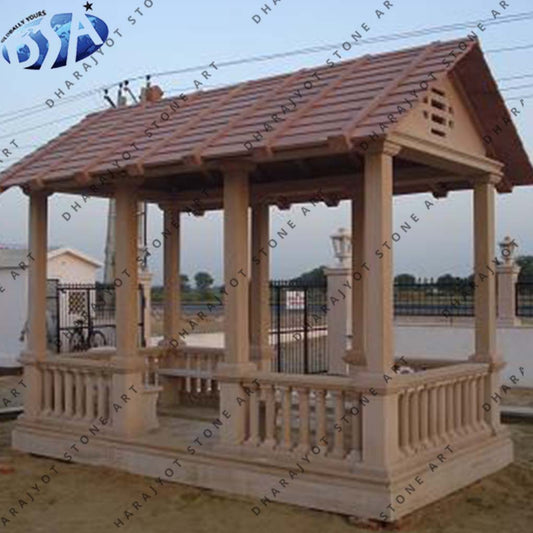 Outdoor Red Sandstone Garden Gazebo