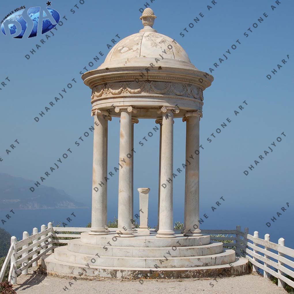 Polished White Marble Gazebo