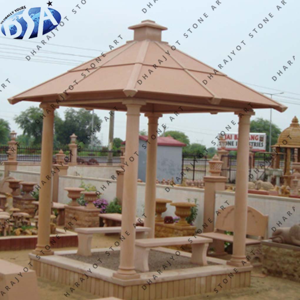 Red Square Sitting Sandstone Gazebo