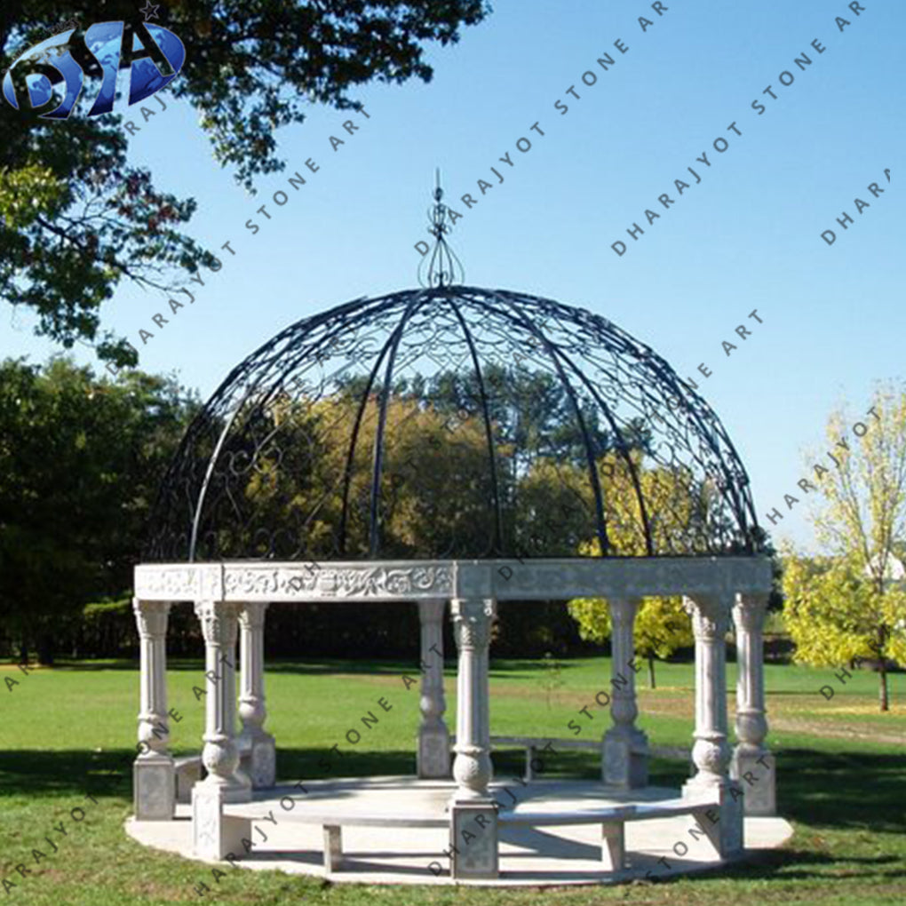 White Marble Carving Stone Garden Gazebo