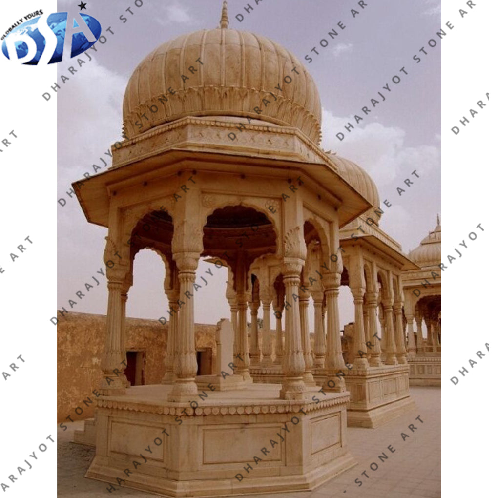 Yellow Antique Hexagon Sandstone Gazebo