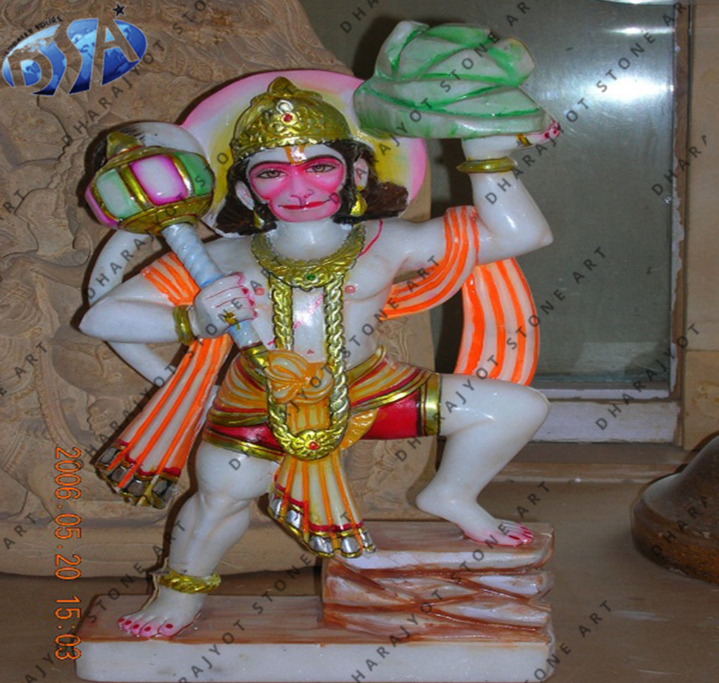 White Marble Standing Hanuman Statue