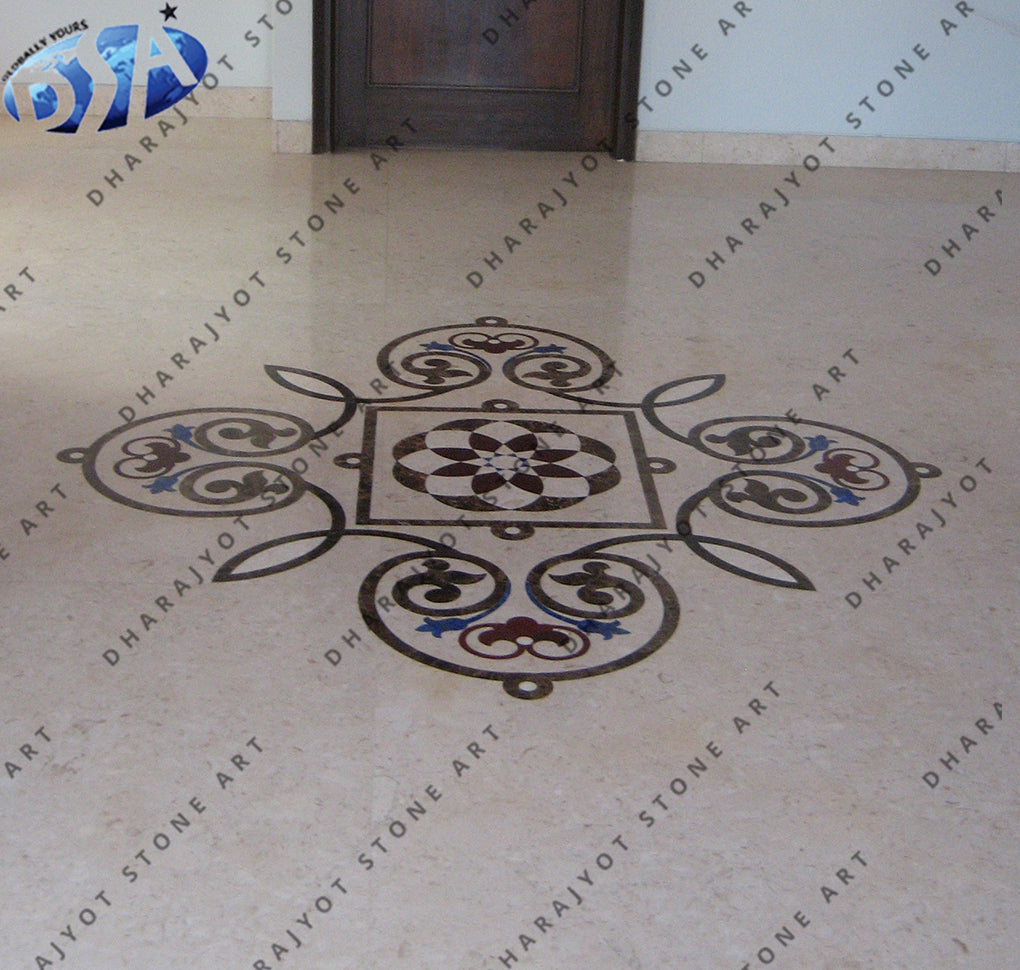 Commercial Building Marble Inlay Flooring