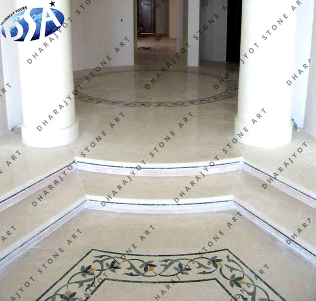 European Style Waterjet Marble Inlay Flooring