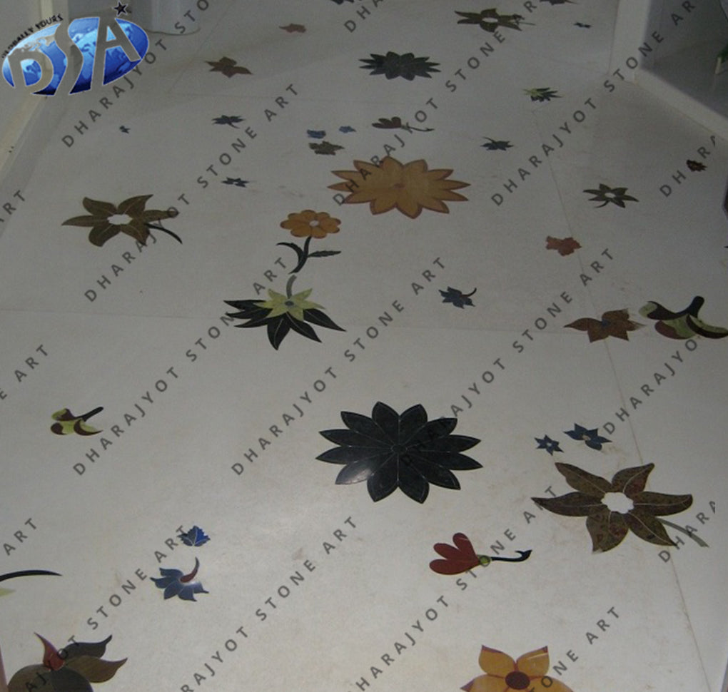 White Marble Inlay Floor