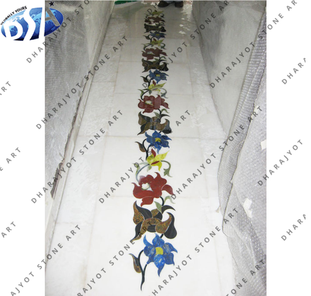 Stone Inlay White Marble Border