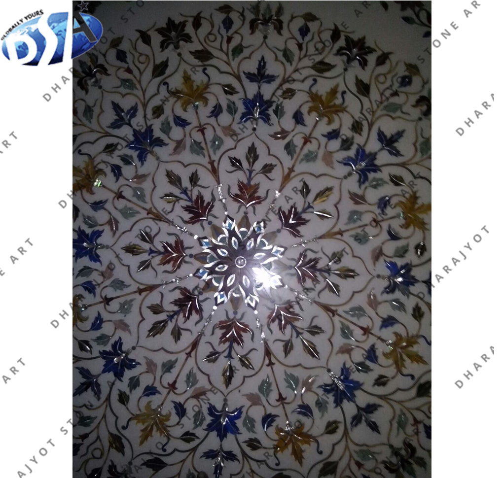 White Marble Lapis Inlay Flooring