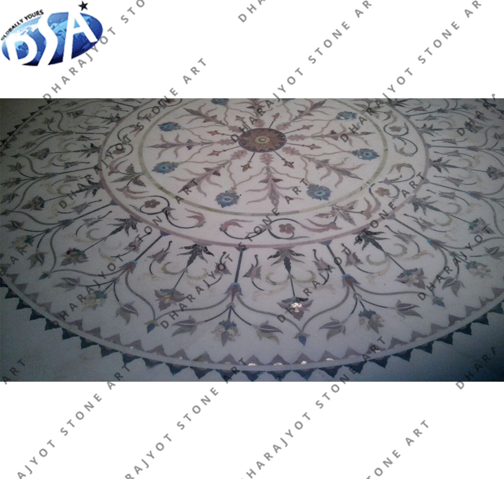 White Marble Big Round Design Inlay