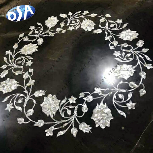 Black Floral Bone Inlay Coffee Table India Luxury Center Table For Living Room