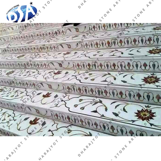 Best Quality Indian Handmade Marble Inlay Dining Top Table For Home Decoration
