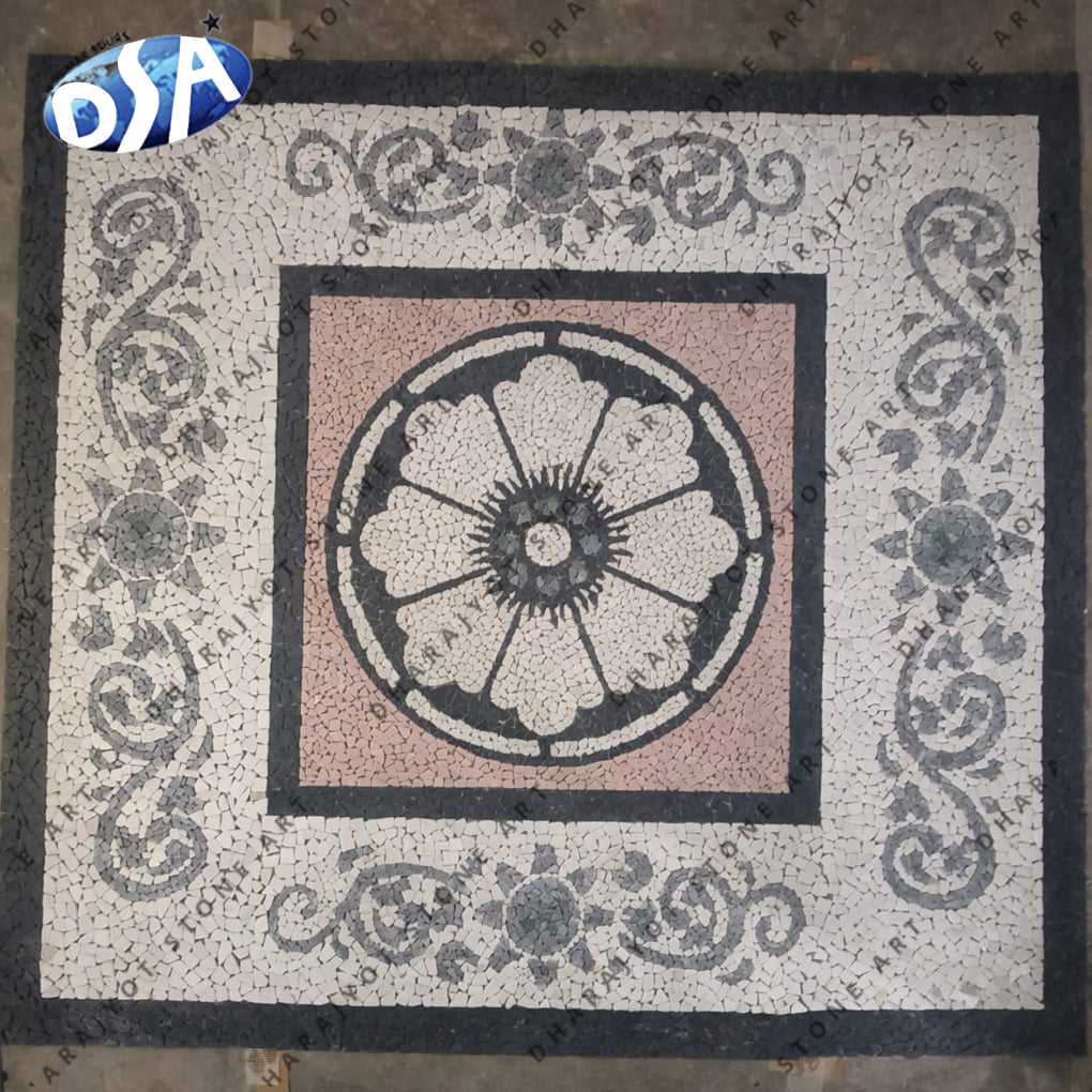 Handmade Greek line floor mosaic carpet for old house