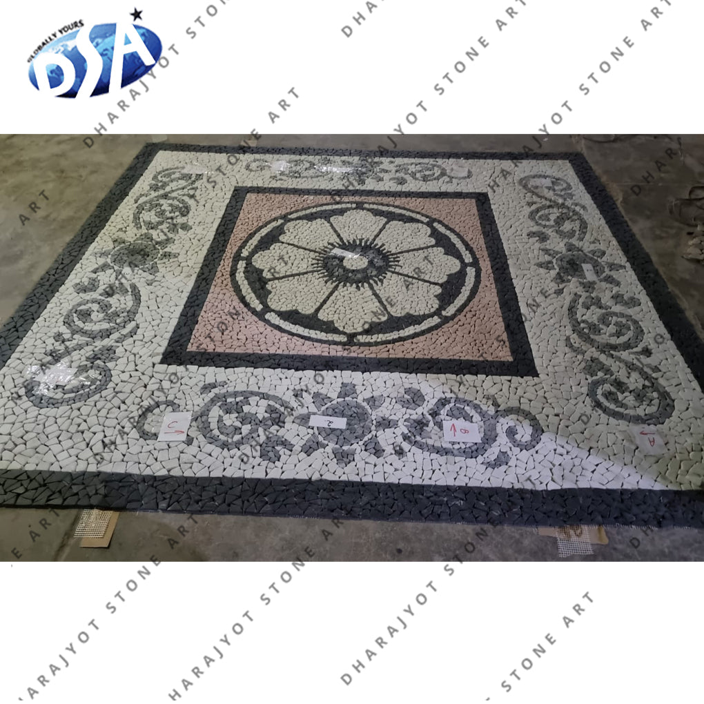 Handmade Greek line floor mosaic carpet for old house