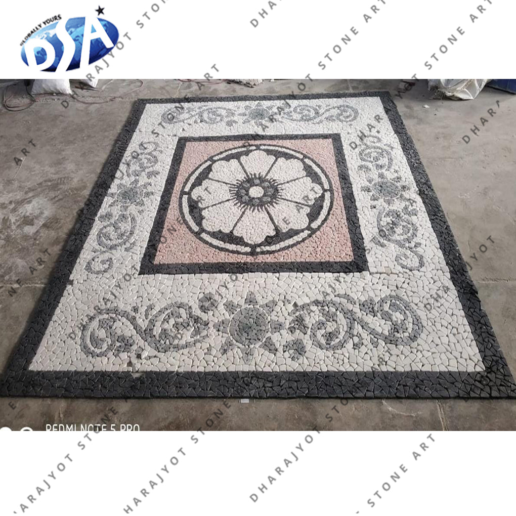 Handmade Greek line floor mosaic carpet for old house