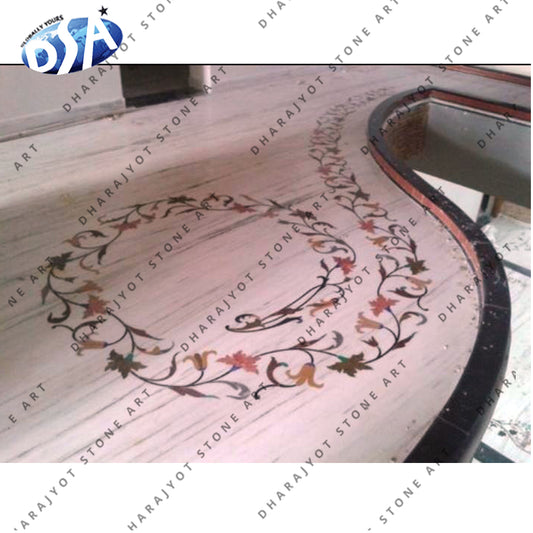 Beige Polished Marble Designer Inlay Flooring