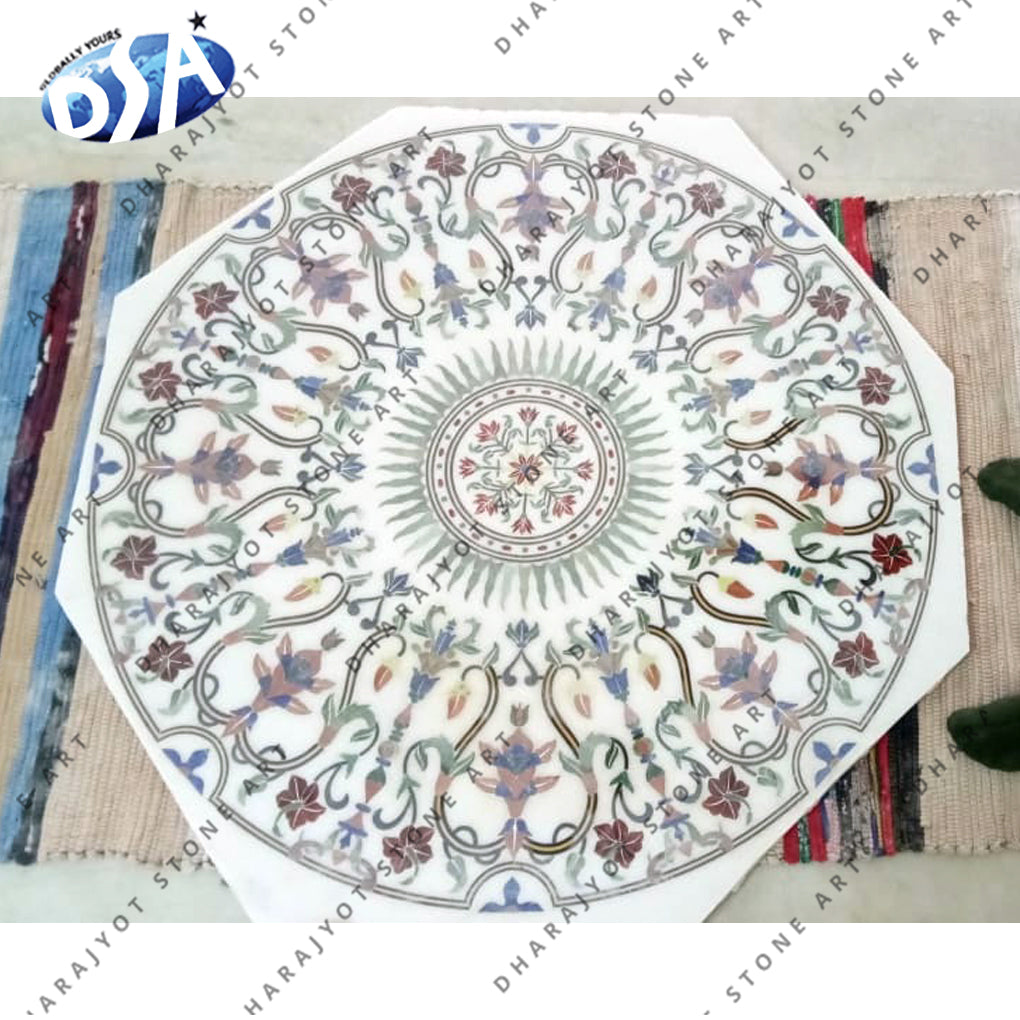 Multicolored Printed Marble Floor Tiles