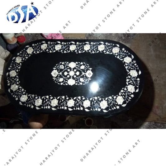 Marble Center Table Top Multi Color Semi Precious Stone Inlay Pietra Dura Home Decor