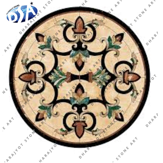 Natural Marble Stone Waterjet Medallion for Hotel Hall